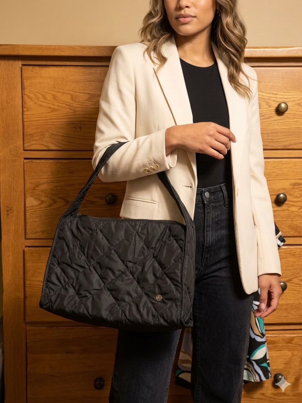 Quilted Black Shoulder Bag - Women Bags